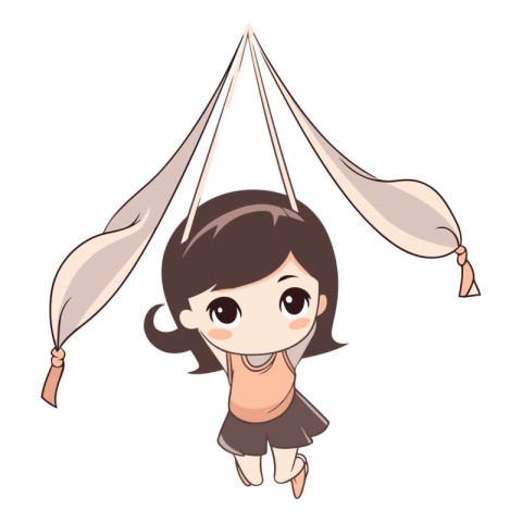 Cute little girl flying in a hammock.