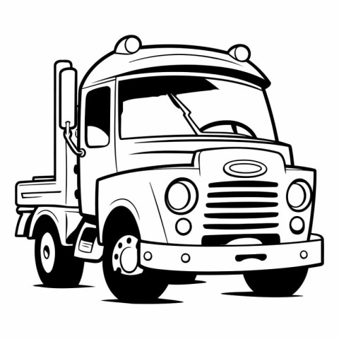 Vector illustration of a big truck on a white background. Black