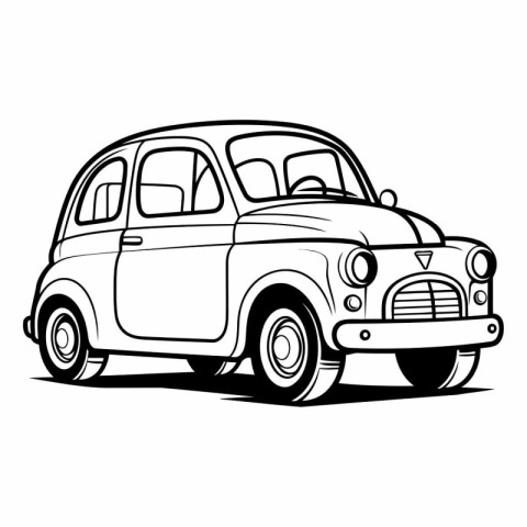 Retro car on a white background in sketch style.