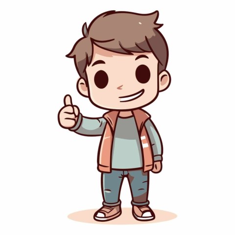 Boy with thumb up. Cute cartoon character.