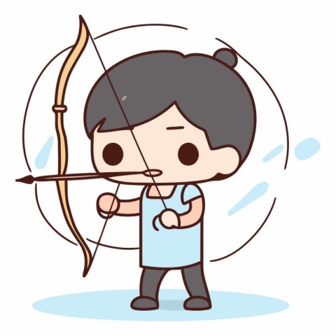 cute boy with bow and arrow cartoon vector graphic design illust