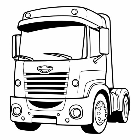 Truck icon in black and white colors isolated on a white backgro