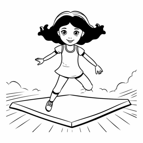 cute little girl running in the field vector illustration design