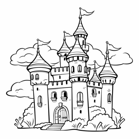 Coloring book for children: Castle in the forest