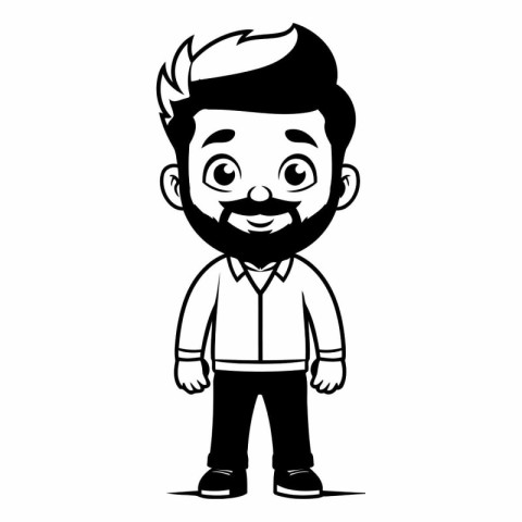 Hipster man with mustache and beard cartoon vector illustration