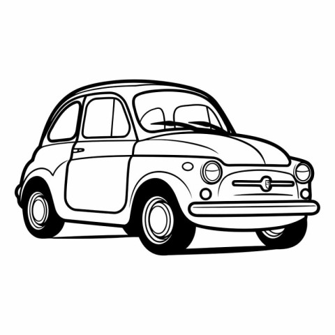 Retro car isolated on white background in cartoon style.