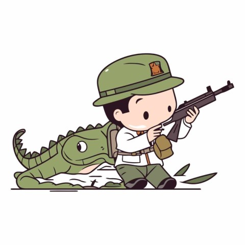 Crocodile hunter with a machine gun.