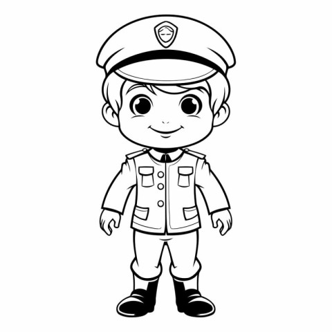 Coloring book for children: boy in a military uniform