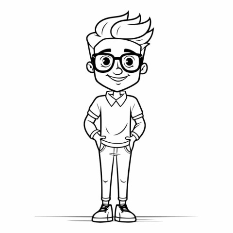 Hipster boy cartoon character of a hipster boy.