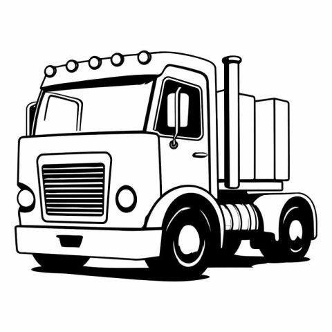 truck on a white background in black and white