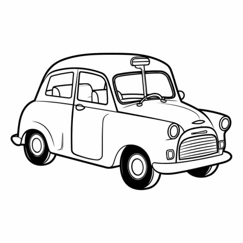 Retro car isolated on white background. Hand drawn vector illust