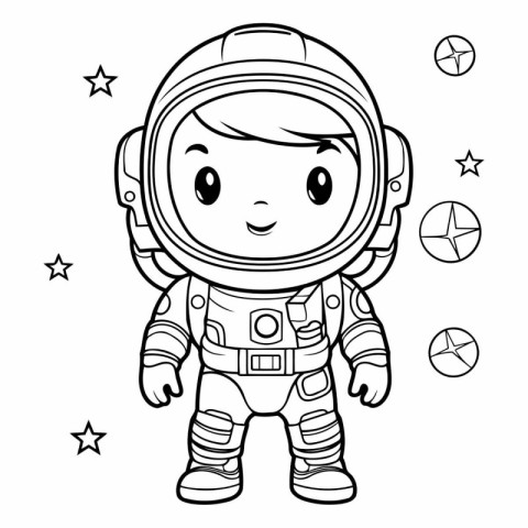 Coloring Page Outline Of Cartoon Astronaut Character Vector Illu