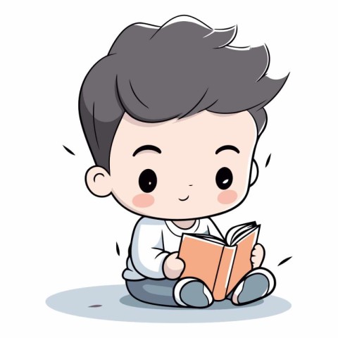 Boy Reading Book - Cute Cartoon Vector IllustrationÃ¯Â»Â¿