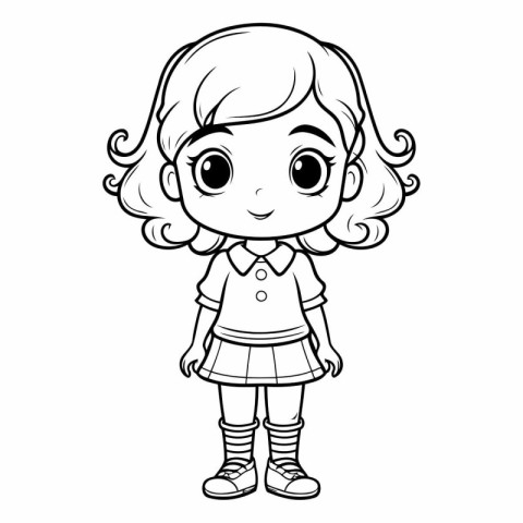 Coloring book for children: girl in school uniform.