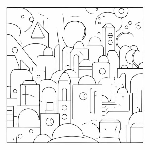 City landscape. Coloring book for children and adults. Outline d