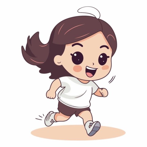 Cute little girl running and smiling of a cute little girl.