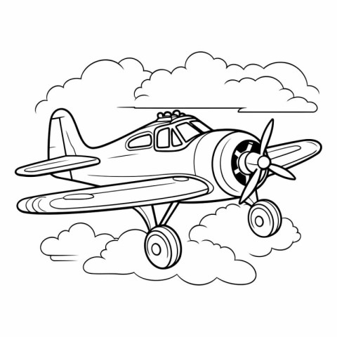 Airplane in the clouds. Coloring book for children