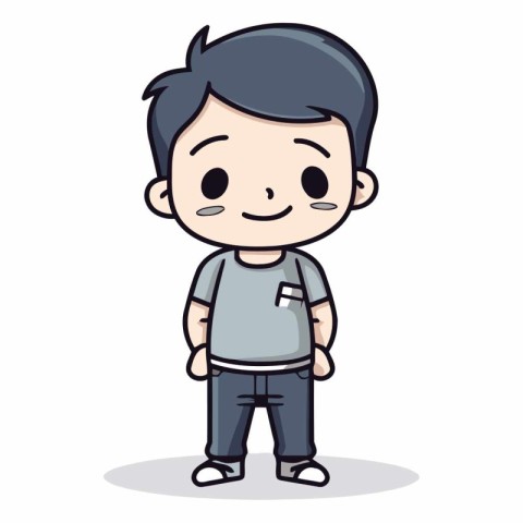 Smiling boy character design. Cute and funny vector illustration