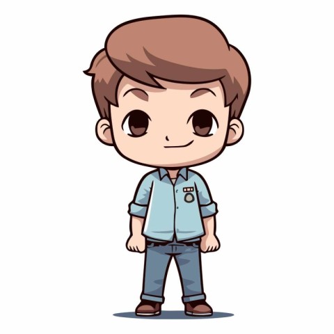 Cute boy wearing casual clothes. Cartoon style.