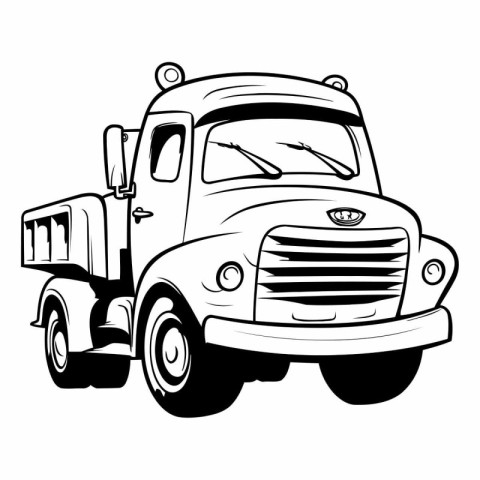 Vector illustration of a big truck on a white background. Cartoo