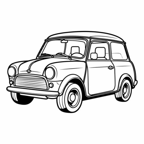 Retro car vector illustration isolated on white background.