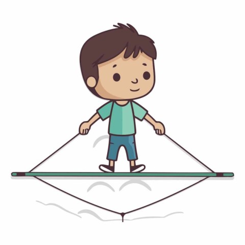 cute little boy playing seesaw cartoon vector design illustratio