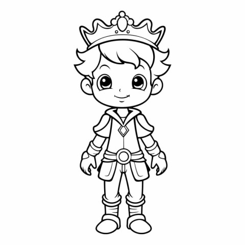 Coloring Page Outline Of Little Prince Boy Cartoon Character Vec