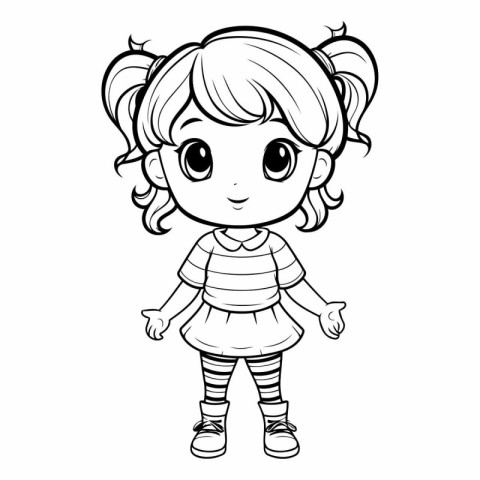 Cute cartoon girl for coloring book or page.