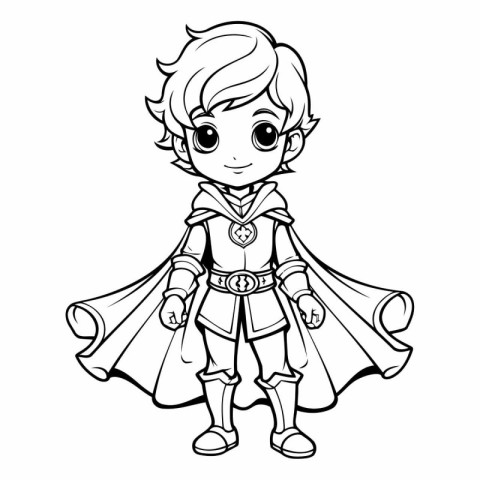 Coloring Page Outline Of Cartoon Superhero Boy Character Vector