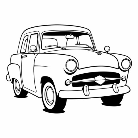 vintage car icon over white background. black and white design