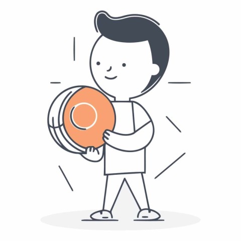 Man holding volleyball ball. Sport and recreation concept.