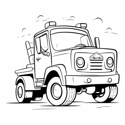 Vector illustration of a pick up truck on a white background. Ha