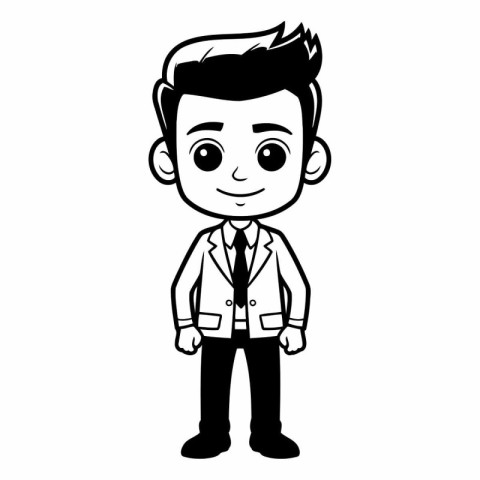 cute boy cartoon icon image vector illustration design  black an