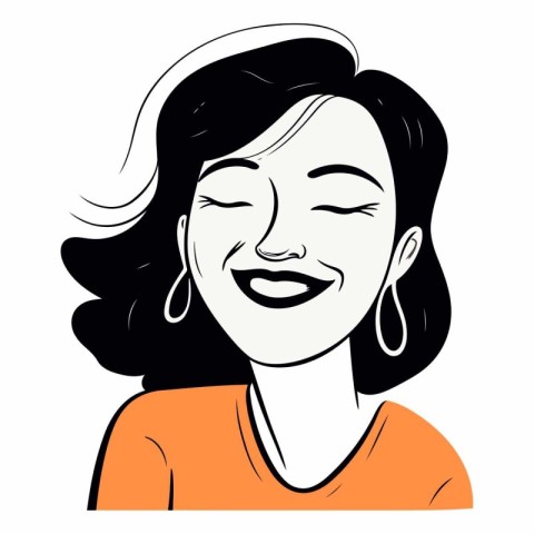 vector illustration of a happy woman with closed eyes on a white