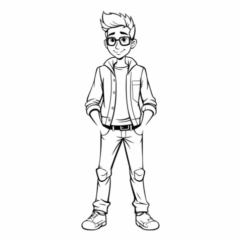 young man with glasses cartoon vector illustration graphic desig