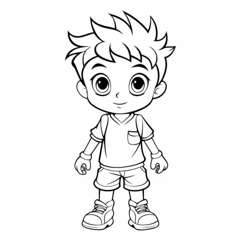 Cute little boy cartoon isolated on white background.