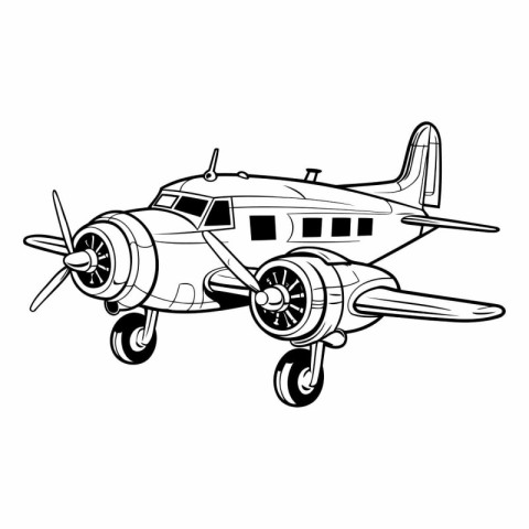 Vintage airplane icon. Simple illustration of vintage airplane v