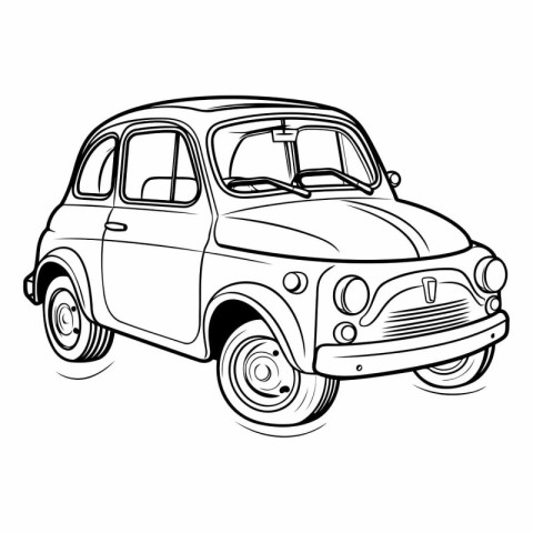 Retro car. Hand drawn vector illustration isolated on white back