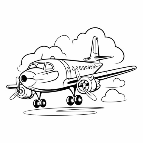 Airplane in the clouds. Coloring book for children