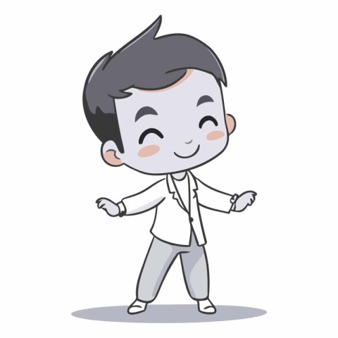 Boy running cartoon character vector illustration. Cute cartoon