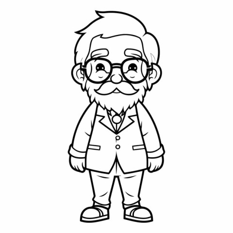 cute grandfather with eyeglasses cartoon character vector illust