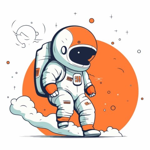 Astronaut in outer space. Cartoon character.