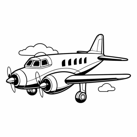 Airplane cartoon isolated on white background for your design