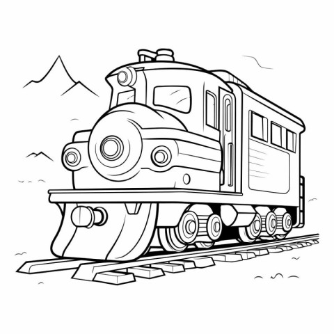 Vector illustration of a locomotive. Coloring book for children.