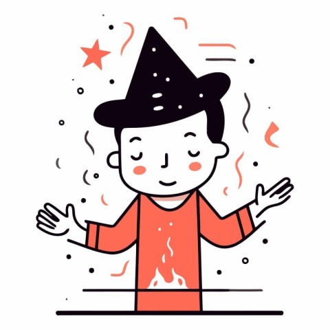 Vector illustration of a boy in a party hat. Flat style.