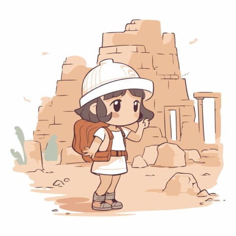 Cute little girl in the ancient city of Petra