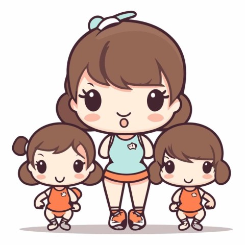 Cute little girl with her mother and sister.