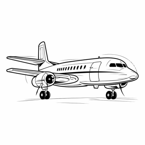 Airplane sketch isolated on white background for your design