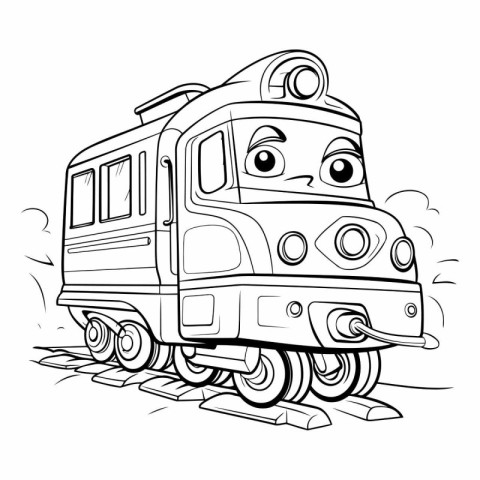 Cartoon Illustration of Funny Train or Train Character for Color