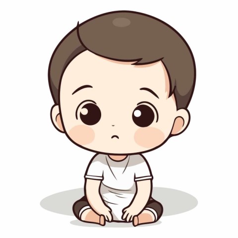 Cute little baby sitting on the floor design.